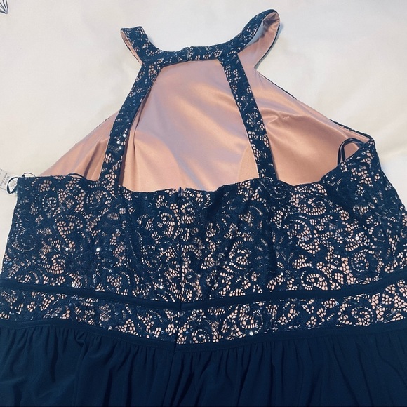 🌟HP🌟 PLUS 22W Navy/Nude sequins Lace Halter Bodice Navy Jersey Maxi Skirt - Picture 5 of 14